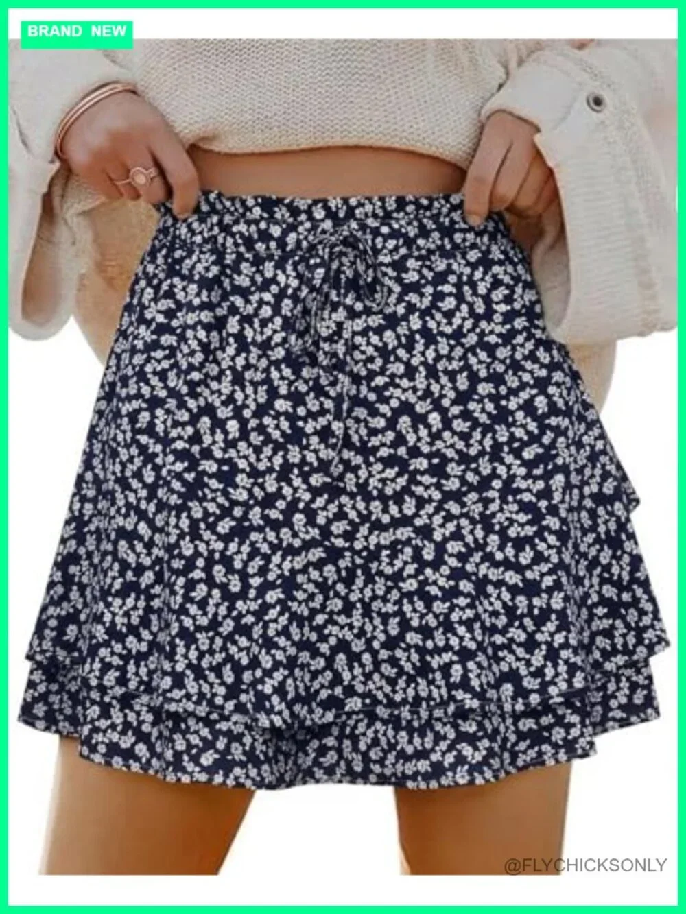 Floral Chiffon Ruffle Skort with Built-in Shorts and Pocket